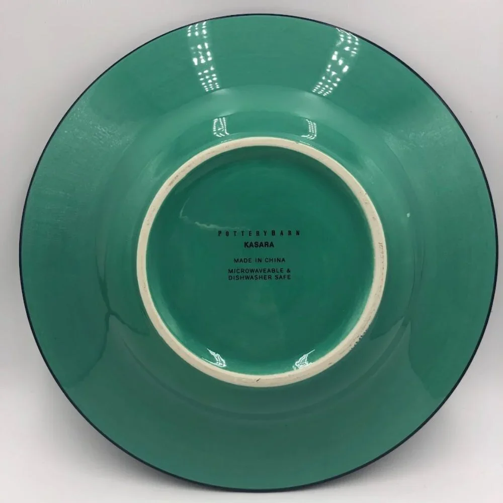Pottery Barn Kasara Set of 4 Salad Plates Green Mosaic Porcelain Kaleidoscope